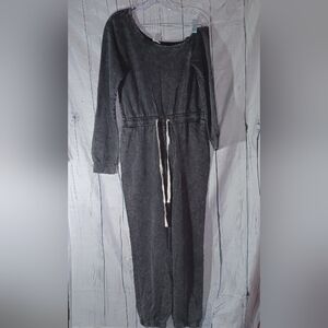 Lane 201 Faded Black Off The Shoulder comfy casual Jumpsuit with Drawstring